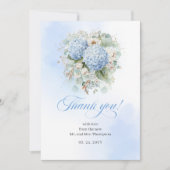 Charming Blue Hydrangea Eucalyptus thank you card サンキューカード (正面)