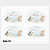 Charming Blue Mountain Watercolor Bear Family Baby 楕円形シール (シート)