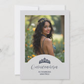 Charming Blue Oval Frame Quinceañera Photo 招待状 (裏面)