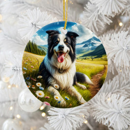 Charming Border Collie Dog Keepsake セラミックオーナメント