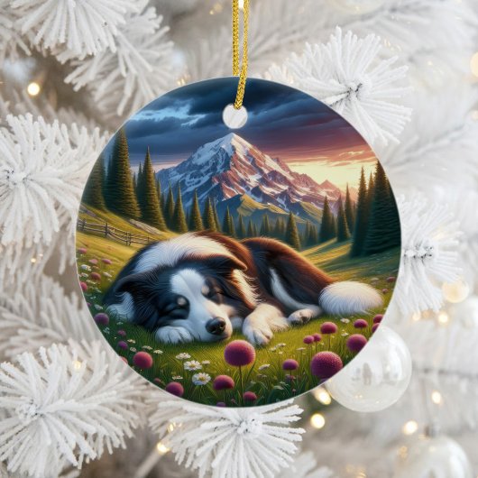 Charming Border Collie Dog Keepsake セラミックオーナメント