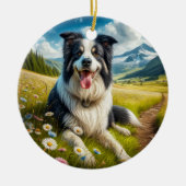 Charming Border Collie Dog Keepsake セラミックオーナメント (正面)