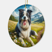 Charming Border Collie Dog Keepsake セラミックオーナメント (左)