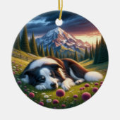 Charming Border Collie Dog Keepsake セラミックオーナメント (正面)