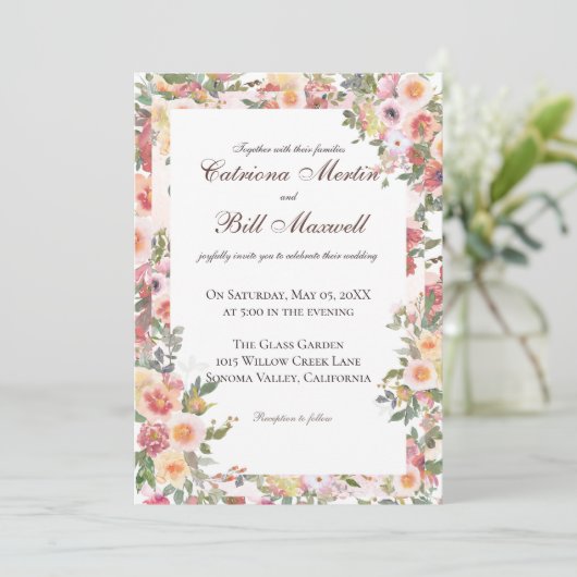 Charming Botanical Floral Wedding Invitation 招待状 (スタンド正面)