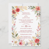 Charming Botanical Winter Frame Back Photo Wedding 招待状 (正面)