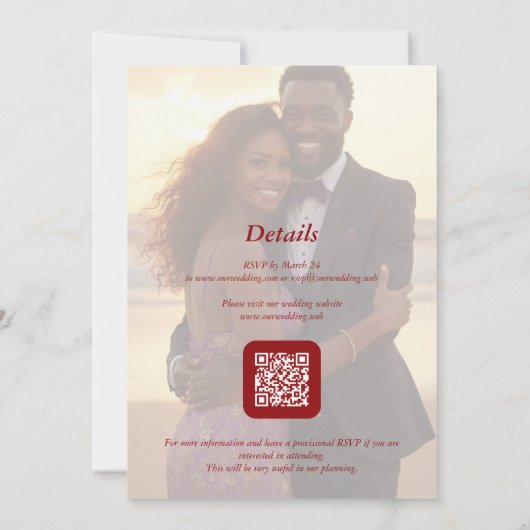 Charming Botanical Winter Frame Back Photo Wedding 招待状 (裏面)