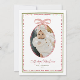 Charming Bow Hand Painted Christmas Photo Card シーズンカード