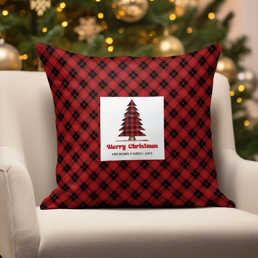 Charming Buffalo Plaid Personalized Christmas  クッション