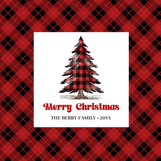 Charming Buffalo Plaid Tree Custom Name Christmas  エプロン