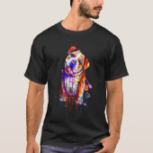 Charming Bulldog Rainbow Colors Splash Art Tシャツ (正面)