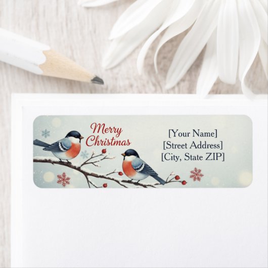 Charming Bullfinch Birds Winter ラベル (インサイチュ)