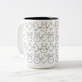CHARMING BUNNIES AND CHICKS ILLUSTRATION ツートーンマグカップ (正面左)