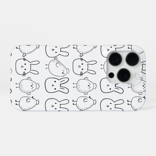 CHARMING BUNNIES AND CHICKS ILLUSTRATION   iPhoneケース (裏面横)