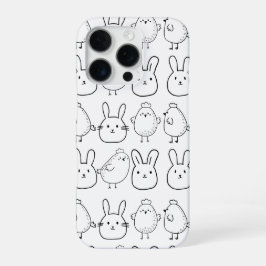 CHARMING BUNNIES AND CHICKS ILLUSTRATION iPhone 16 PROケース