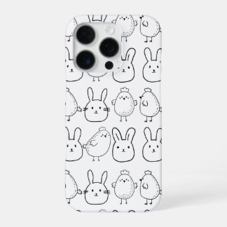 CHARMING BUNNIES AND CHICKS ILLUSTRATION iPhone 16 PROケース