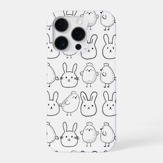 CHARMING BUNNIES AND CHICKS ILLUSTRATION iPhoneケース (裏面)