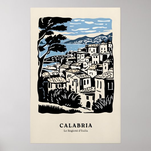 Charming Calabria Town Poster, Nostalgic Italy ポスター (正面)