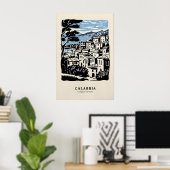 Charming Calabria Town Poster, Nostalgic Italy ポスター (ホームオフィス)