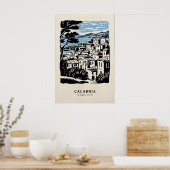 Charming Calabria Town Poster, Nostalgic Italy ポスター (キッチン)