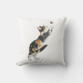 Charming Calico Cat & Butterfly Watercolor Throw  クッション (正面)