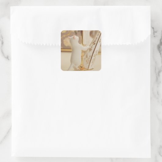 Charming Cat Harpist – Sticker スクエアシール (バッグ)