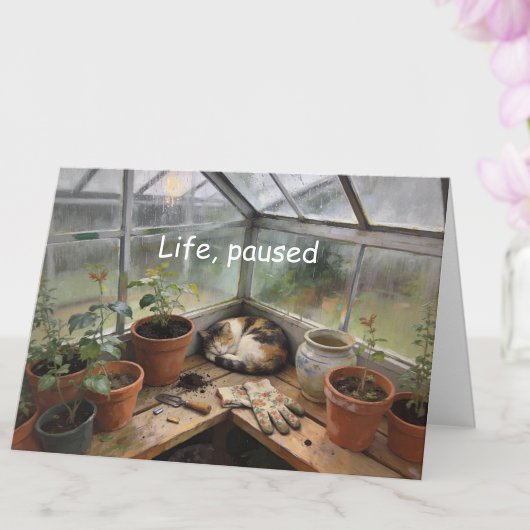 Charming Catnap in Greenhouse Encouragement Card カード