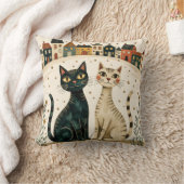 Charming Cats Throw Pillow クッション (ブランケット)
