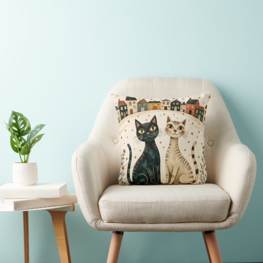 Charming Cats Throw Pillow クッション (椅子)