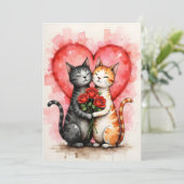 Charming Cats Valentine Hearts and Red Roses カード (スタンド正面)