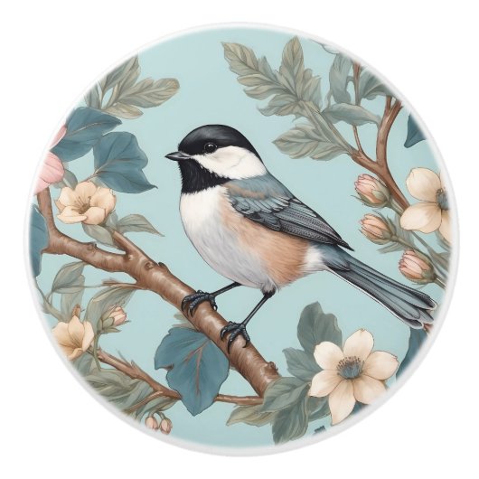 Charming Chickadee Bird セラミックノブ (正面)