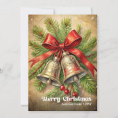 Charming Christmas bells classic holly berries  シーズンカード (正面)