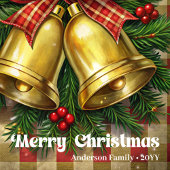 Charming Christmas bells classic holly berries  シーズンカード