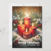 Charming Christmas candles classic holly berries シーズンカード (正面)
