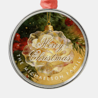 Charming Christmas Ornament Shaped Like a Rose メタルオーナメント