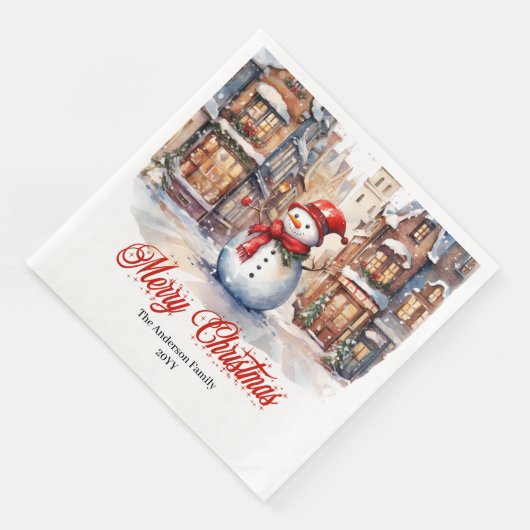 Charming Christmas scene napkins classic palette (コーナー)