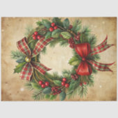 Charming Christmas wreath tissue paper rustic tone 薄葉紙 (正面)