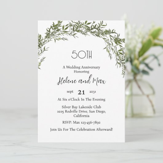 Charming Classic Greenery Wedding Anniversary  招待状 (スタンド正面)