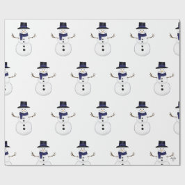 Charming Classic Snowman with Blue Scarf ラッピングペーパー