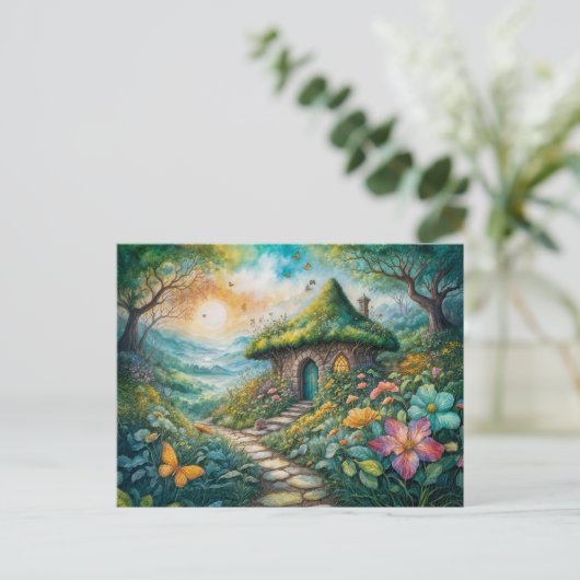 Charming Cottage by Serene Path ポストカード (スタンド正面)