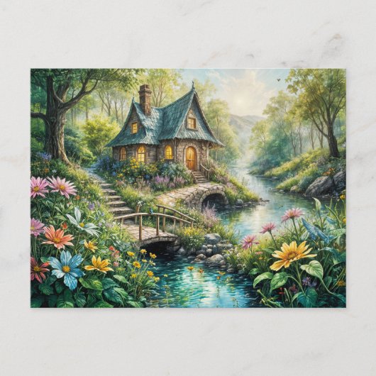 Charming Cottage by Serene Stream ポストカード (正面)