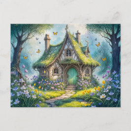 Charming Cottage with Crocus Blooms ポストカード