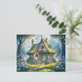 Charming Cottage with Crocus Blooms ポストカード (スタンド正面)