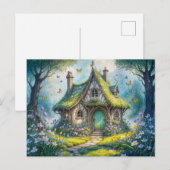 Charming Cottage with Crocus Blooms ポストカード (正面/裏面)
