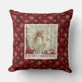 Charming Cozy Angel Red Gold Christmas Pillow Gift クッション (正面)