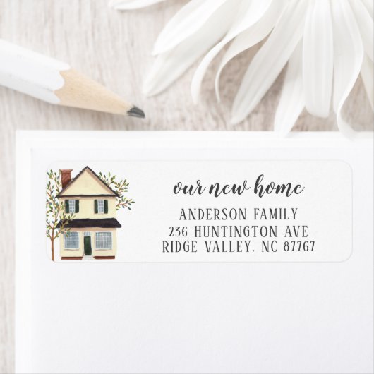 Charming Cream House New Home Address Label ラベル (インサイチュ)