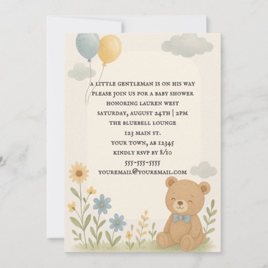 Charming Cub Baby Shower Invitation 招待状 (正面)