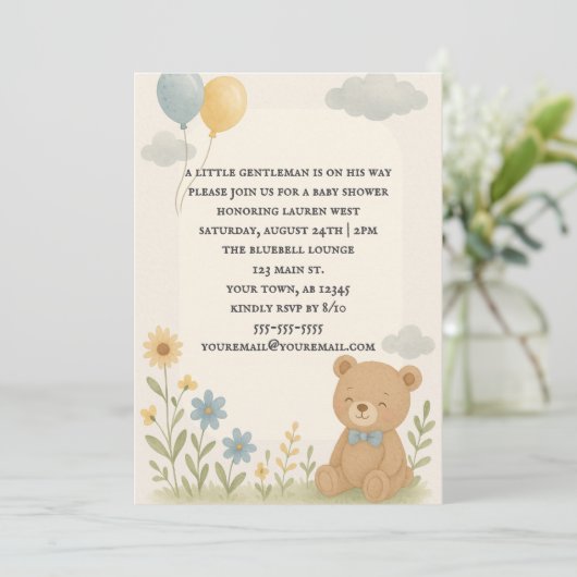 Charming Cub Baby Shower Invitation 招待状 (スタンド正面)