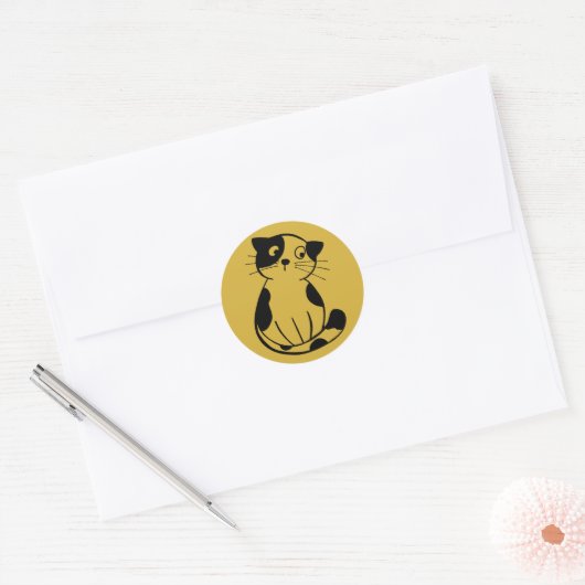 Charming Custom Cat Sticker for Cute Creative Proj ラウンドシール (封筒)