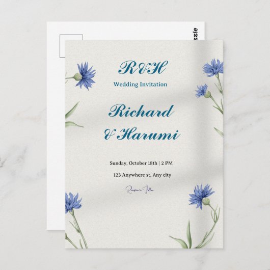 "Charming Custom Wedding Invitation" ポストカード (正面/裏面)